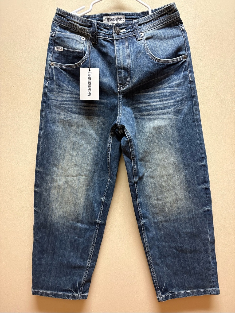 WNT, The Ragged Priest Men's Relaxed Blue Washed Jeans for women, size: 27